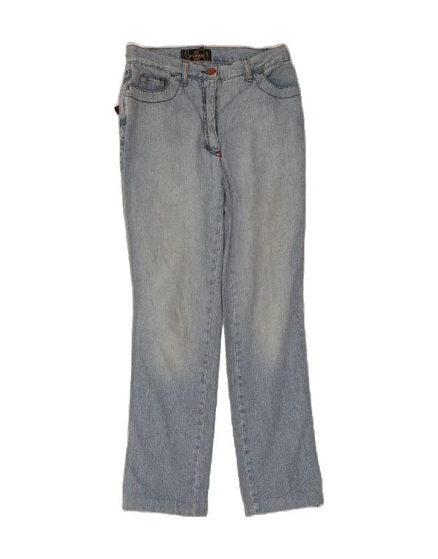 FENDI Womens Straight Jeans W26 L29 Blue Cotton
