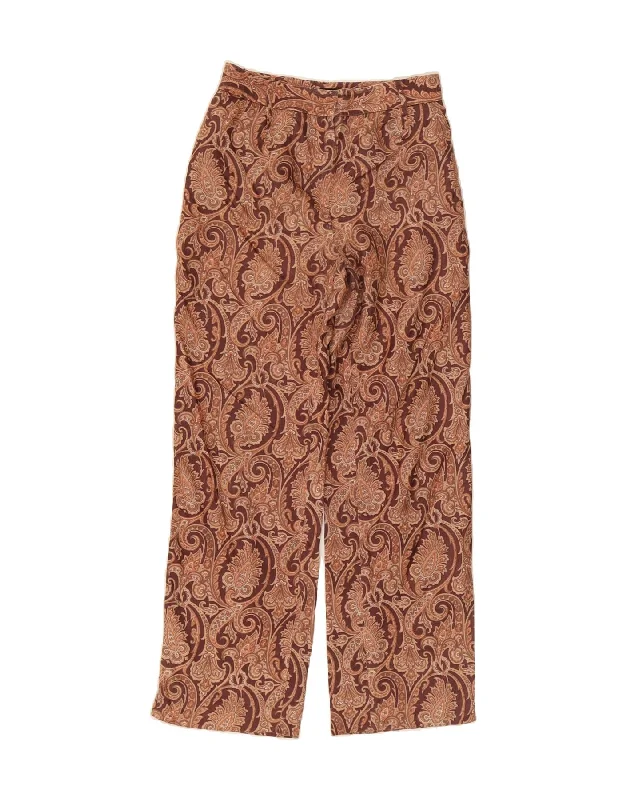 DOLCE & GABBANA Womens Casual Trousers IT 42 Medium W26 L29 Brown Floral