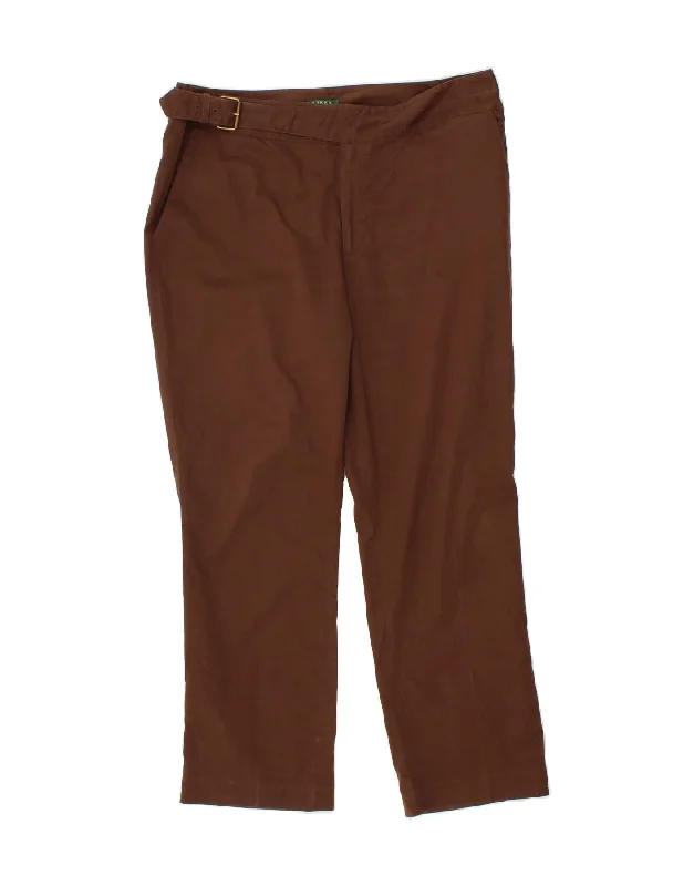 RALPH LAUREN Womens Straight Chino Trousers US 16 2XL W38 L29 Brown Cotton