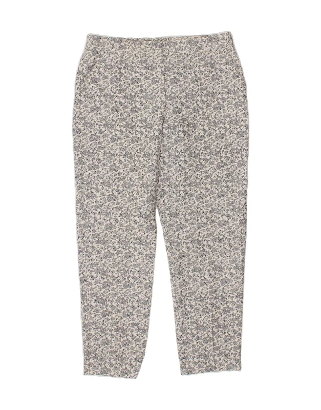 HOBBS Womens Abstract Pattern Chino Trousers UK 10 Small W30 L27  White