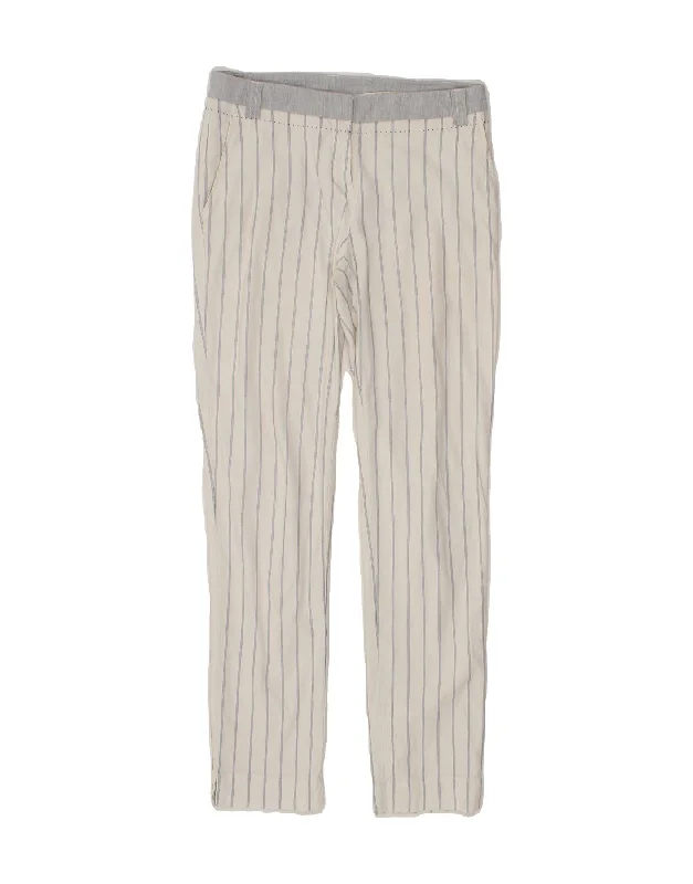 TRUSSARDI Womens Slim Chino Trousers EU 40 Medium W28 L28 White Striped