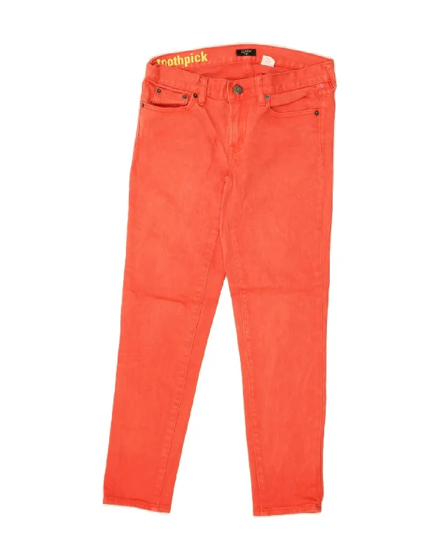 J. CREW Womens Toothpick Slim Jeans W24 L26 Orange Cotton