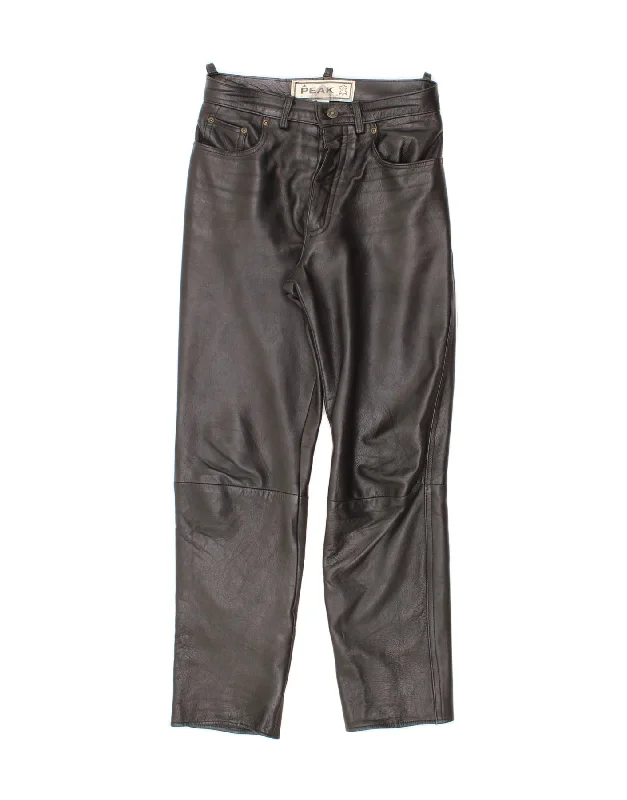 VINTAGE Womens Leather Trousers W29 L29 Black Leather