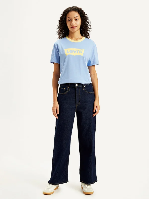 Women's High Rise Wide Leg Navy Jeans