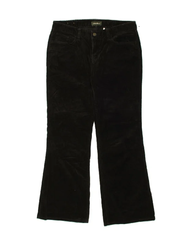 EDDIE BAUER Womens Bootcut Corduroy Trousers US 8 Medium W32 L30 Black