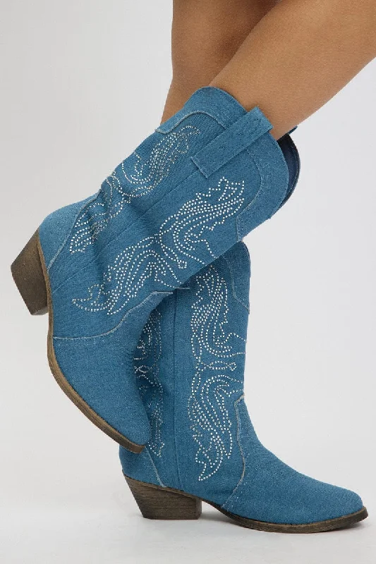 Denim Cowboy Boots