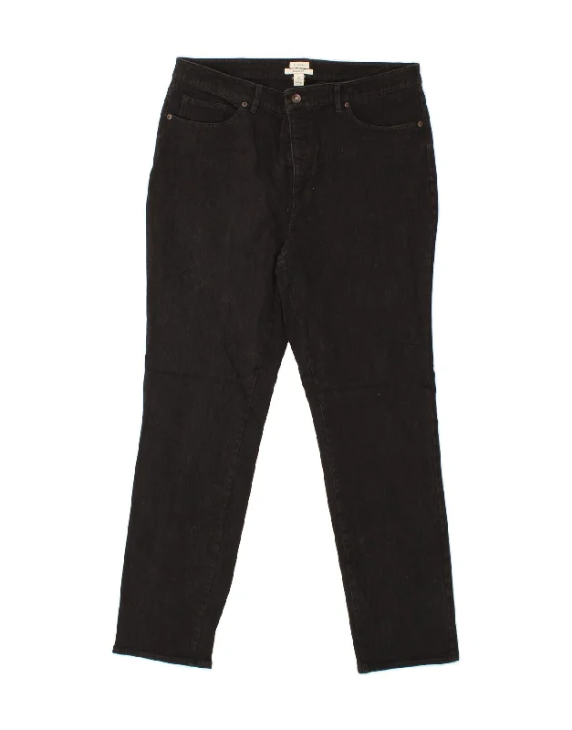 L.L.BEAN Womens Classic Fit Slim Jeans US 18 2XL W38 L31 Black Cotton