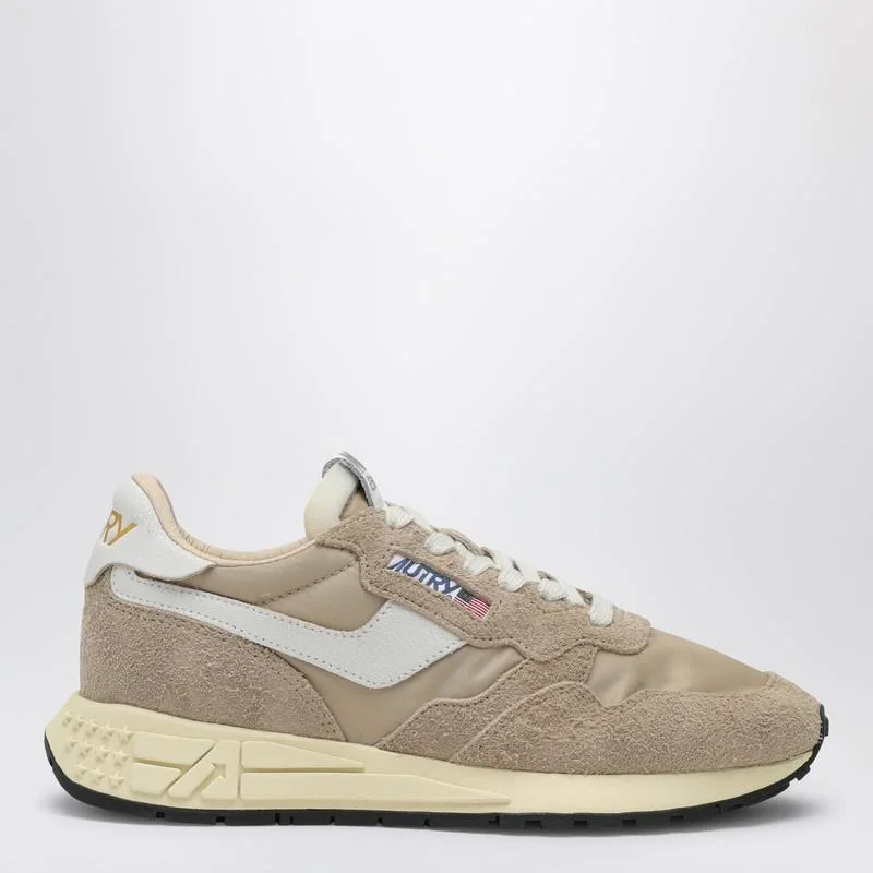 Autry Reelwind Trainer In Beige Nylon Suede