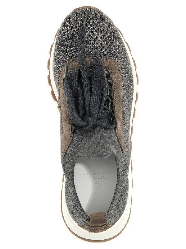 Brunello Cucinelli Lurex Knit Sneakers