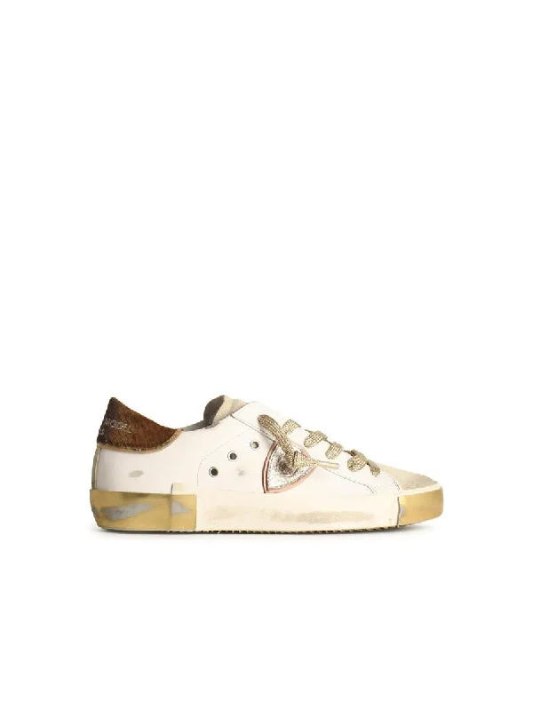 Philippe Model 'Prsx' White Leather Sneakers