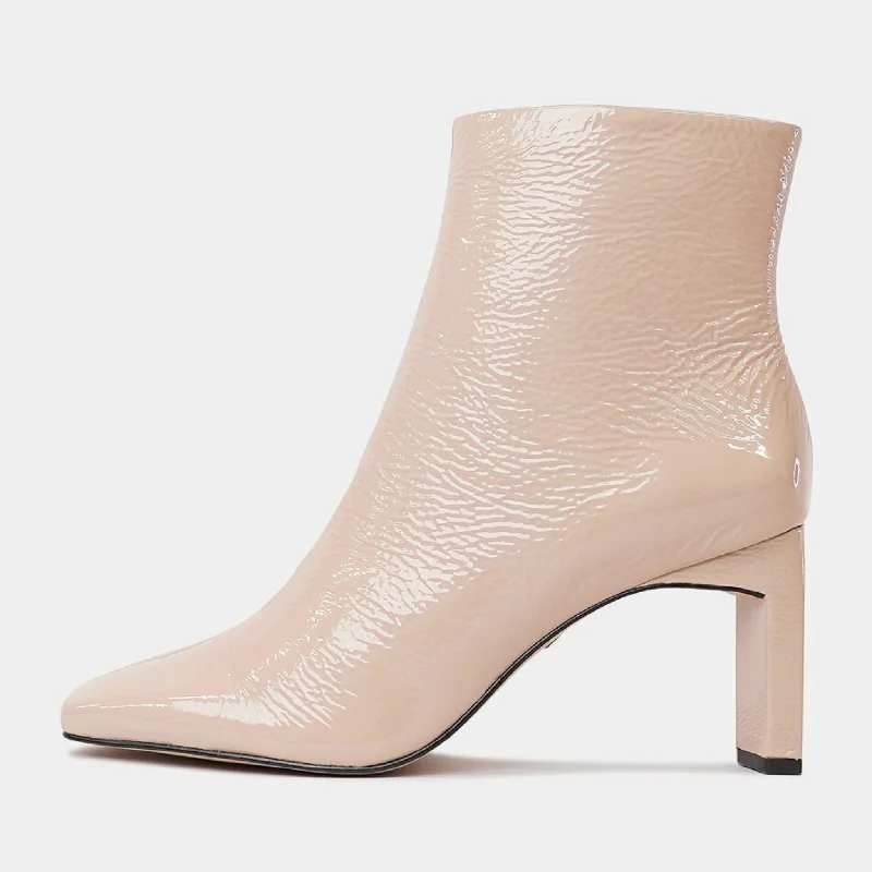 372007 Nude Patent High Heel Boots