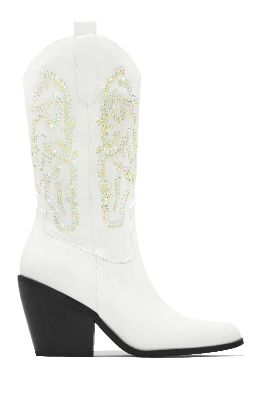 Best In The West Embellished Cowgirl Boots - White