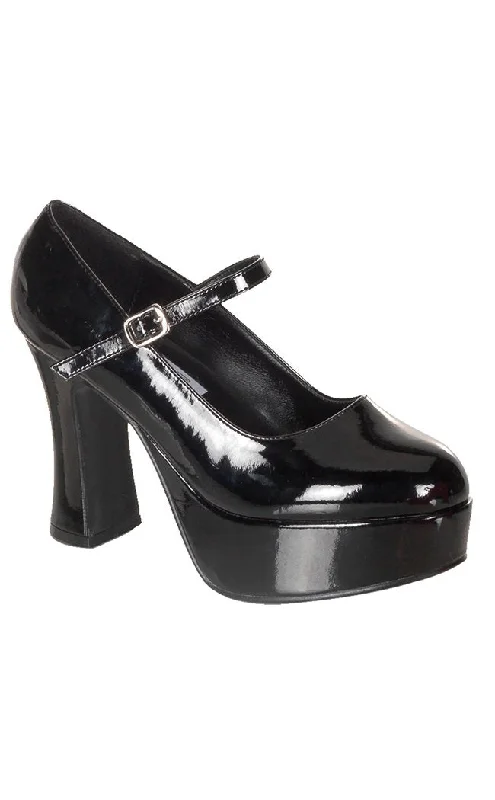 MARYJANE-50 Blk Pat Heels