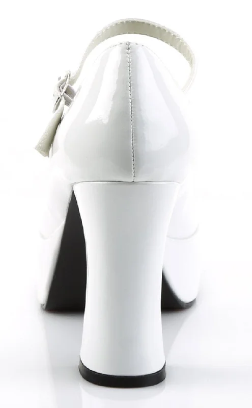 MARYJANE-50 Wht Pat Heels