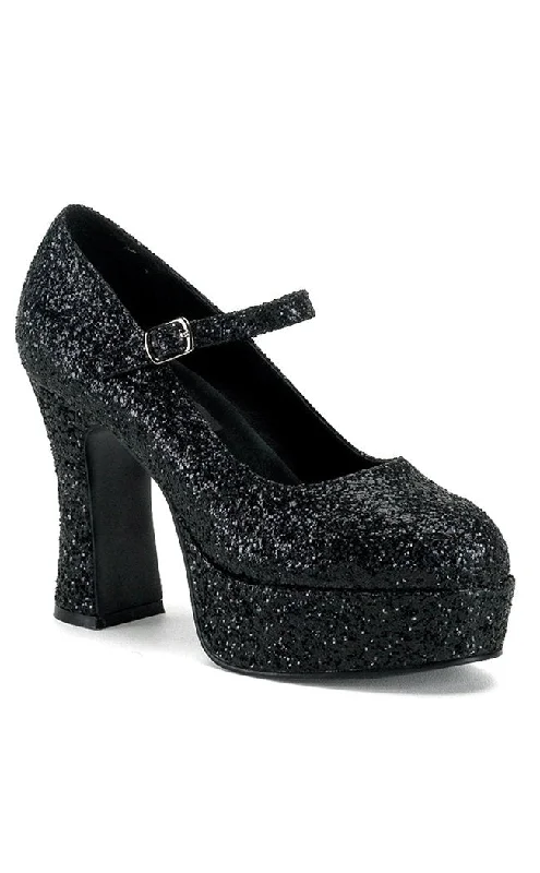 MARYJANE-50G Blk Gltr Heels