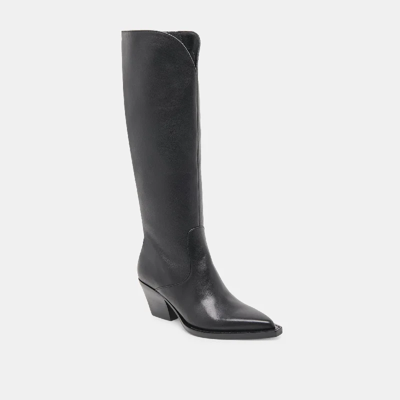 RAJ WIDE CALF BOOTS BLACK LEATHER