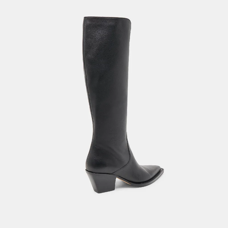 RAJ WIDE CALF BOOTS BLACK LEATHER