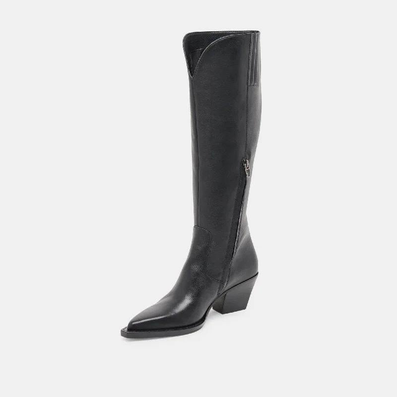 RAJ WIDE CALF BOOTS BLACK LEATHER