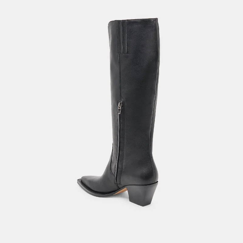 RAJ WIDE CALF BOOTS BLACK LEATHER