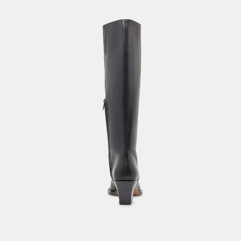 RAJ WIDE CALF BOOTS BLACK LEATHER