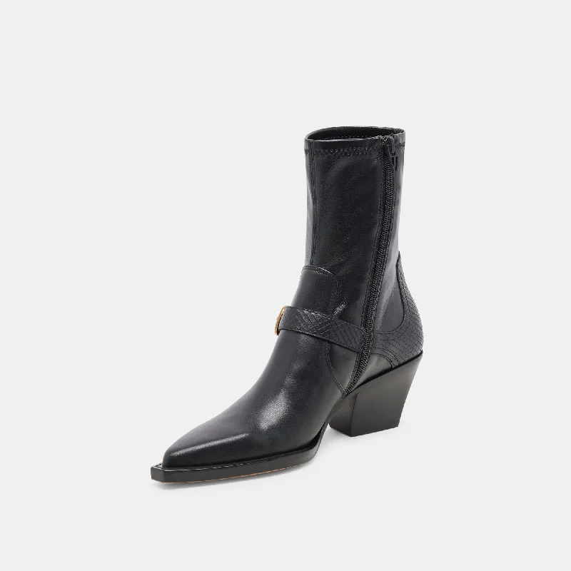 RAVE WIDE CALF BOOTS BLACK LEATHER