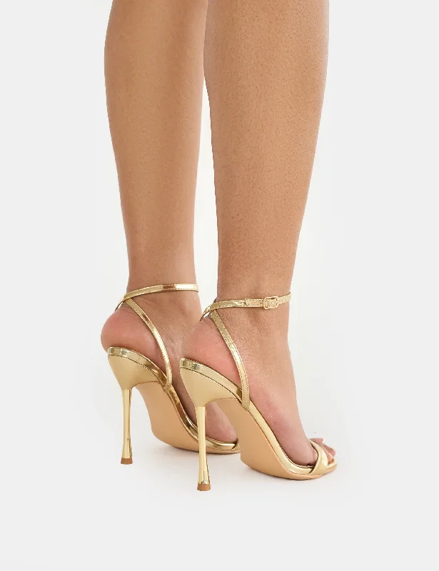 Soho Gold Metallic Barely There Strappy Stiletto Heels