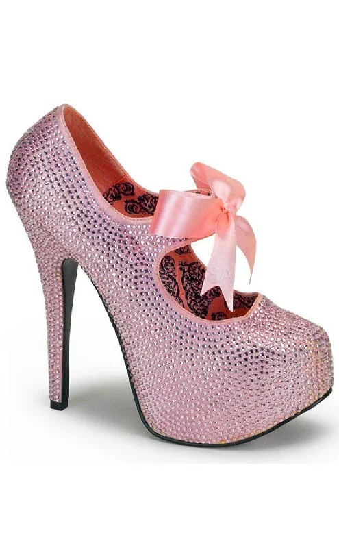 TEEZE-04R B. Pink Rhinestones Heels