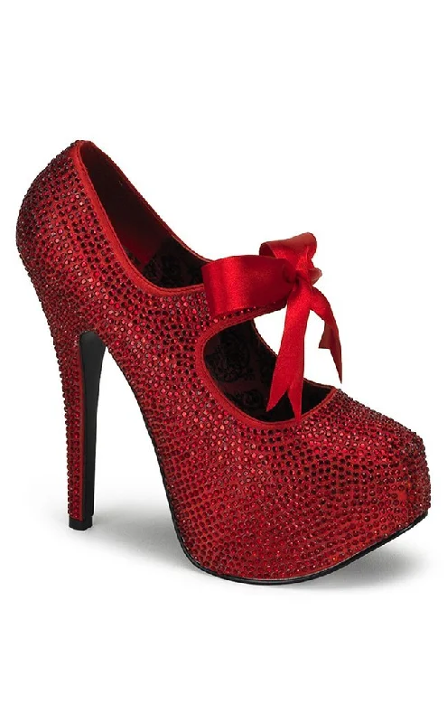 TEEZE-04R Red Rhinestones Heels