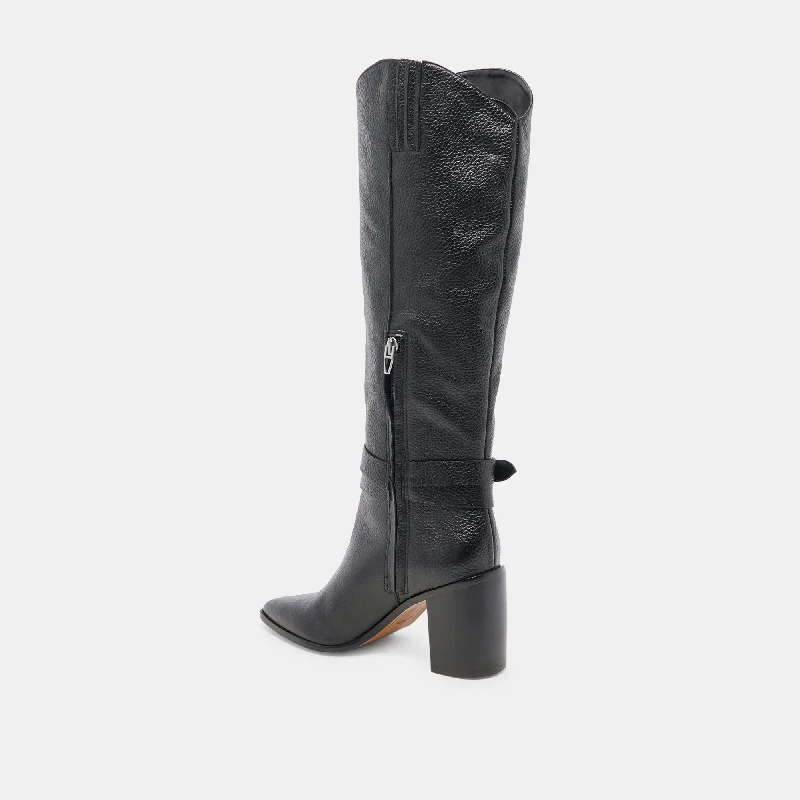 TYRONE WIDE CALF BOOTS BLACK LEATHER