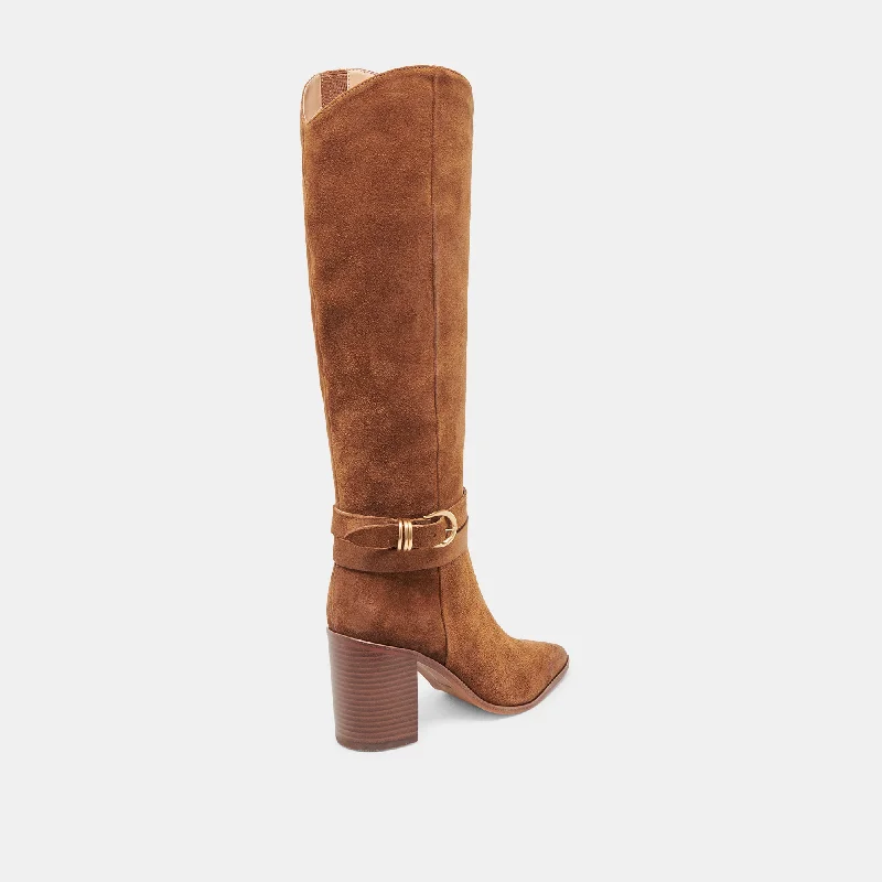 TYRONE WIDE CALF BOOTS BROWN SUEDE