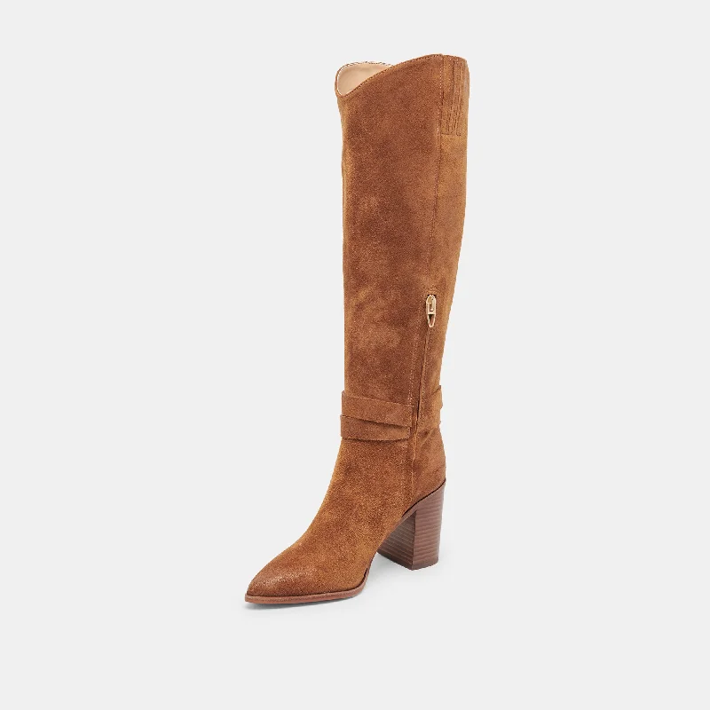 TYRONE WIDE CALF BOOTS BROWN SUEDE