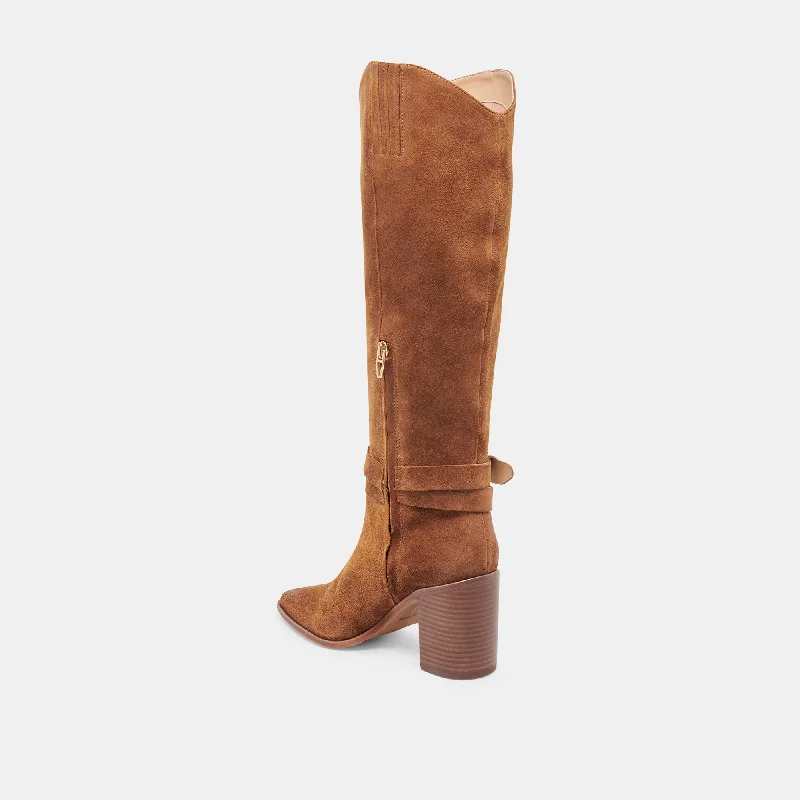 TYRONE WIDE CALF BOOTS BROWN SUEDE