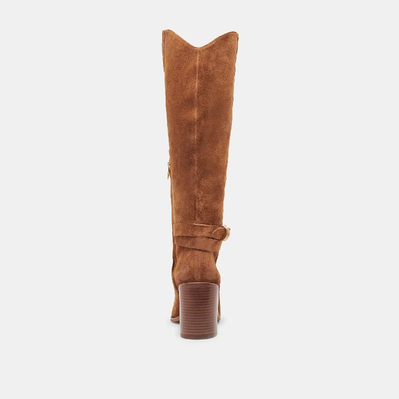 TYRONE WIDE CALF BOOTS BROWN SUEDE