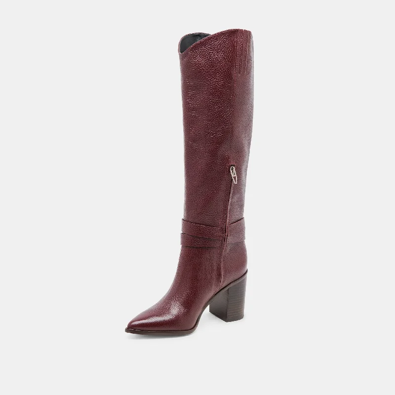 TYRONE WIDE CALF BOOTS CRANBERRY LEATHER