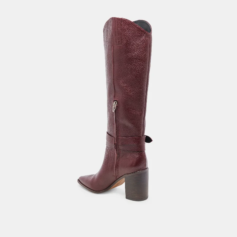 TYRONE WIDE CALF BOOTS CRANBERRY LEATHER