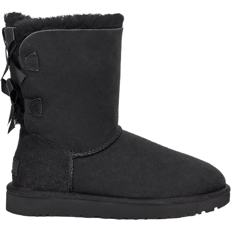 Women's UGG Bailey Bow II Black Sheepskin