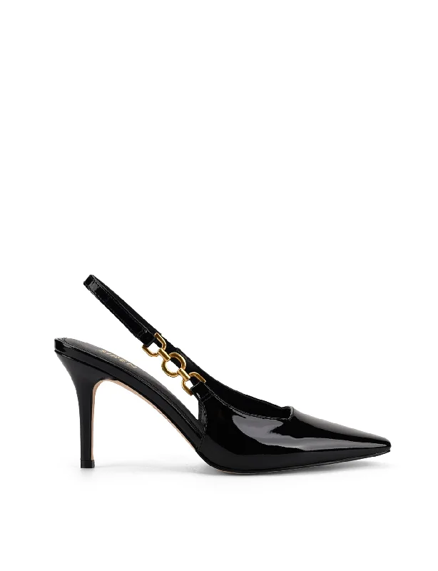 Venus Slingback Stiletto Heels - Black Patent Leather