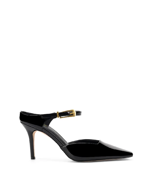 Verde Closed Toe Mules - Black Patent Leather