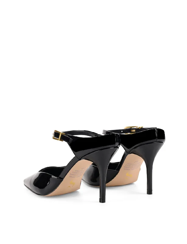 Verde Closed Toe Mules - Black Patent Leather