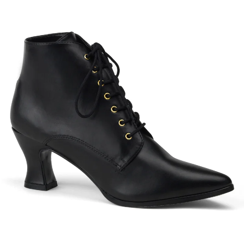 Retro Victorian Ankle Boots Black