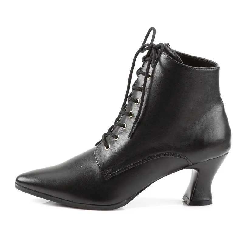 Retro Victorian Ankle Boots Black