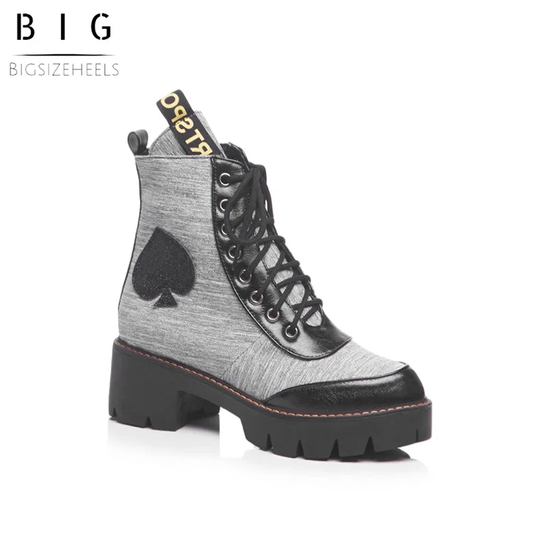 Bigsizeheels Platform round toe punk boot - Gray