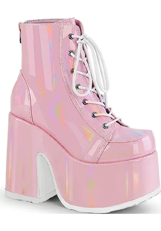 CAMEL-203 [Pink Holo] | PLATFORM BOOTS [PREORDER]