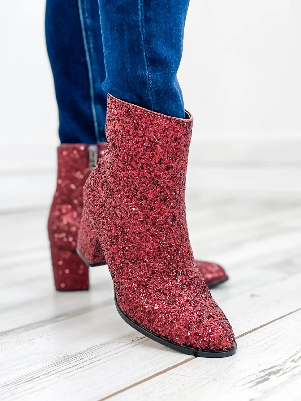 Corky's Razzle Dazzle Booties Burgundy Glitter