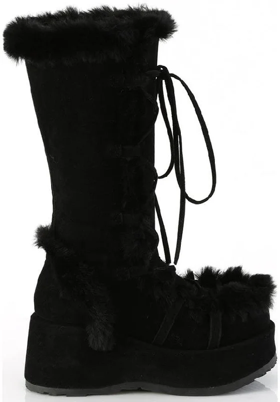 CUBBY-311 [Black Vegan Suede] | PLATFORM BOOTS [PREORDER]