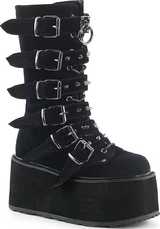 DAMNED-225 [Black Velvet] | PLATFORM BOOTS [PREORDER]