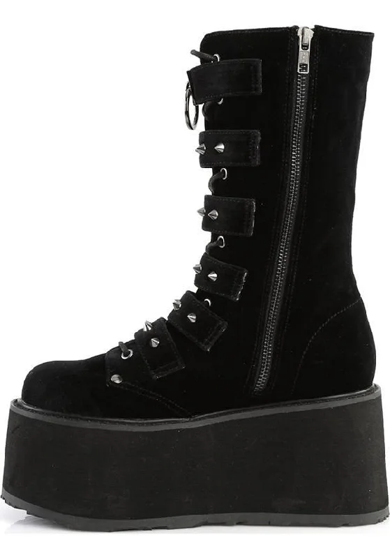 DAMNED-225 [Black Velvet] | PLATFORM BOOTS [PREORDER]