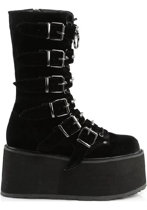 DAMNED-225 [Black Velvet] | PLATFORM BOOTS [PREORDER]