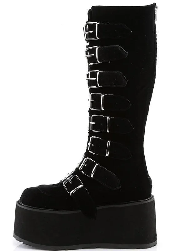 DAMNED-318 [Black Velvet] | PLATFORM BOOTS [PREORDER]