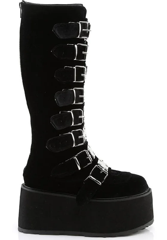 DAMNED-318 [Black Velvet] | PLATFORM BOOTS [PREORDER]